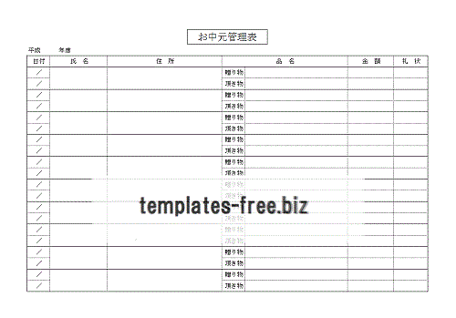 Excelで作成したお中元管理表