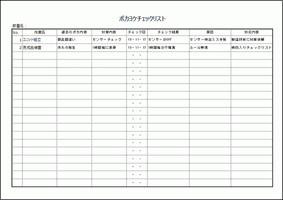 無料でダウンロードできるポカヨケチェックリスト