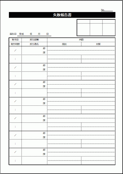 失敗報告書のフォーマット