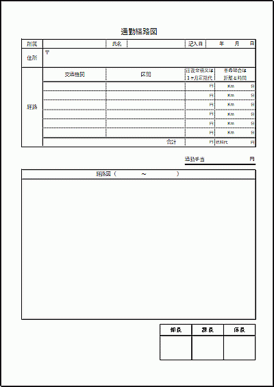 Excelで作成した通勤経路図