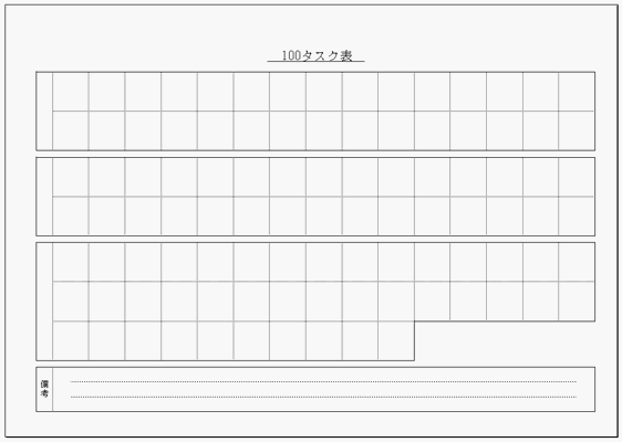 Excelで作成した100タスク表