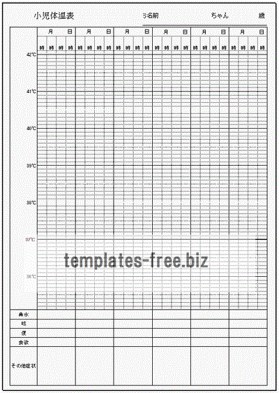 小児用体温表のフォーマット