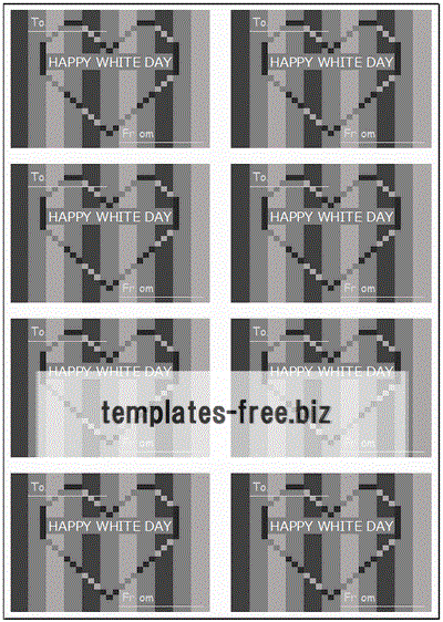 ホワイトデーのメッセージカード 白ベースとグレイスケールの2種類 無料でダウンロードできるフォーマット テンプレート 雛形