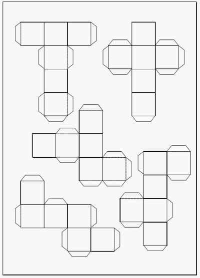 立方体展開図 のりしろ付きの全11パターン 無料でダウンロード