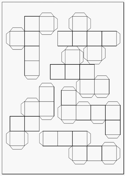 立方体展開図 のりしろ付きの全11パターン 無料でダウンロード